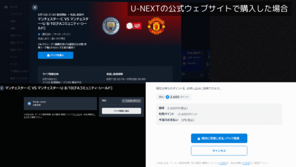 U-NEXTサッカーパックを公式サイトで購入した場合